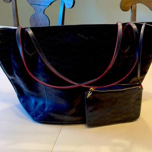 MZ Wallace navy  leather tote & small purse bag